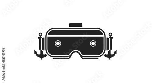 Black Virtual Reality Headset Icon.