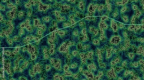 Aerial view of a winding road through a dense forest with lush green foliage and trees