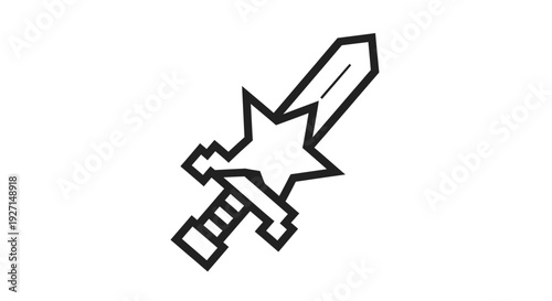 Cartoon sword with star burst.