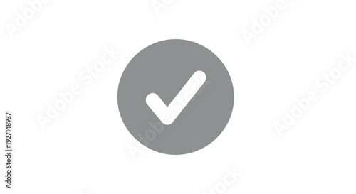 Checkmark Symbol on Grey Background.
