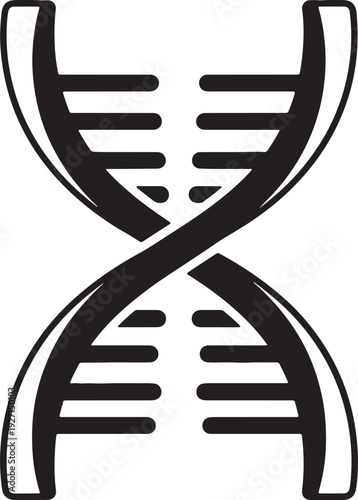 Stylized black and white double helix d n a strand also transparent background molecule science