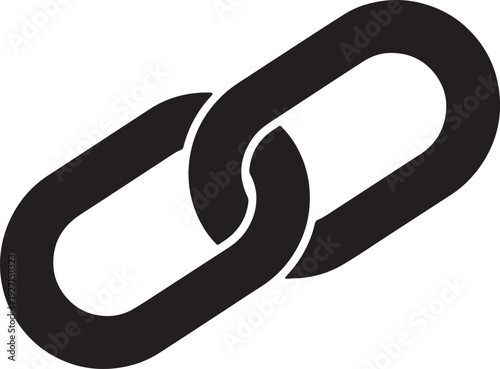 Two interlocking black chain links on a white background also transparent background connection symbol 1