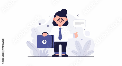 A cheerful person in business attire, holding a briefcase and giving a thumbs up