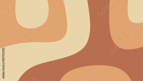 Abstract boho background with organic fluid shapes in earth tones in terracotta, brown and cream. Minimalist wavy background.