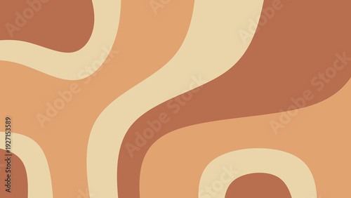 Abstract boho background with organic fluid shapes in earth tones in terracotta, brown and cream. Minimalist wavy background.