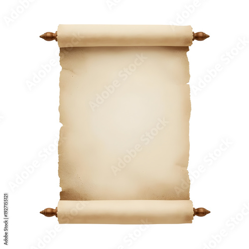 Antique paper scroll with aged texture creates a sense of history and mystery