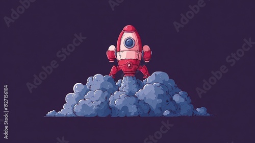 Embark on a thrilling journey into the unknown with our captivating rocket ship illustration! Feel the rush of adrenaline as it soars through the vast expanse of space.