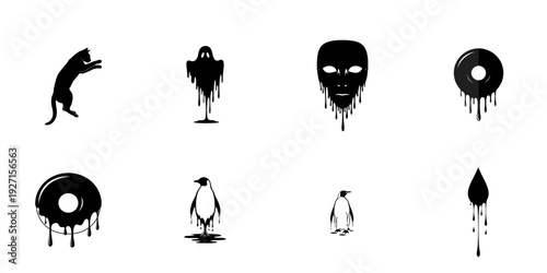 Melting skull with star inside, gothic style, dark art, horror theme, isolated vector