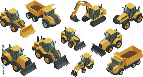 Construction and mining materials set, sand gravel rocks bricks logs pipes coal and cement sacks illustration