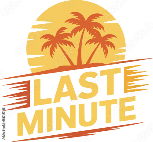 Last Minute Tropical Sunset Palm Trees Logo travel