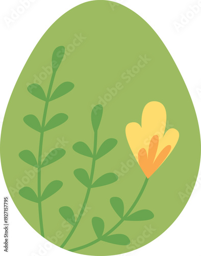 Spring botany egg pattern. Decorative floral ornament