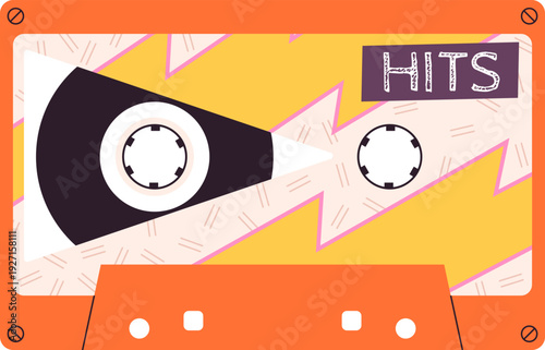 Hits music record. Retro tape color icon