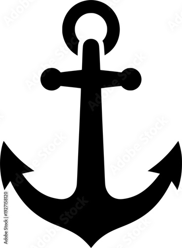 Solid Anchor Icon: A bold and stark anchor silhouette, signifying stability and security, depicted in striking black against a contrasting backdrop.