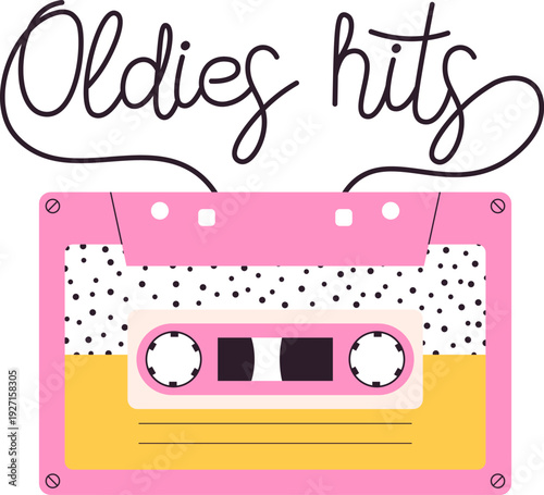 Old hits audio mix. Retro tape color icon