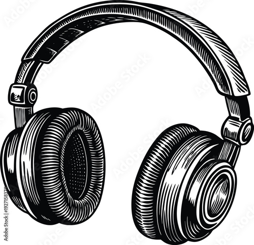A pair of black and white headphones on a white background
