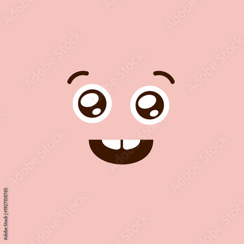 Amazed face expression. Cheerful emotion square card