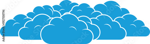Group of blue cloud vector icons for weather forecasting sky background design nature concepts atmospheric climate representation and creative cloud computing web services.