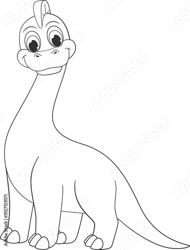 Diplodocus drawing. Jurassic creature. Prehistoric dino icon