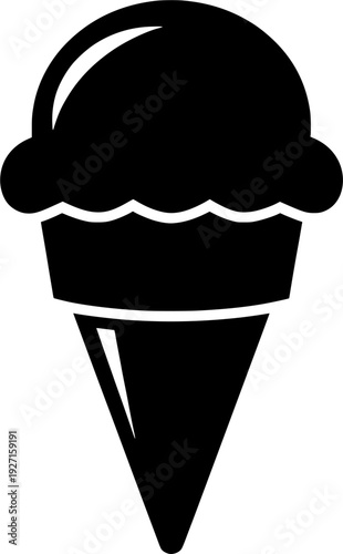 Sweet Cone Delight: A simple yet elegant silhouette of an ice cream cone, a classic treat. The cold, creamy dessert calls to mind joy, indulgence, and fun.