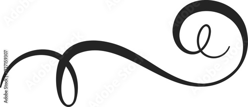 Flourish swirl. Classic calligraphy element. Black line ornament