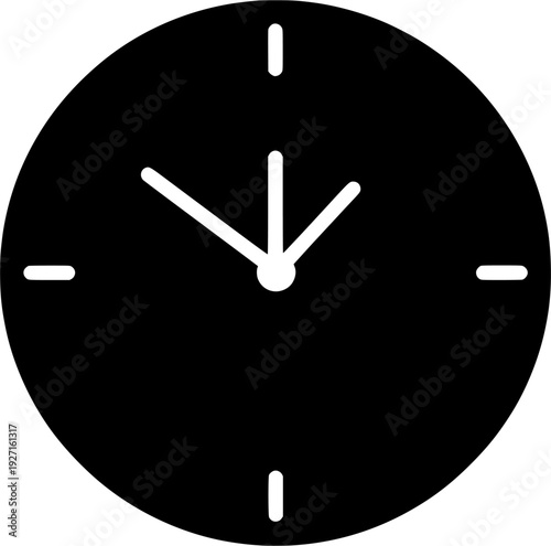Time's Concise Echo: A minimalist clock face, rendered in striking black and white, indicating the passage of time with elegant simplicity.