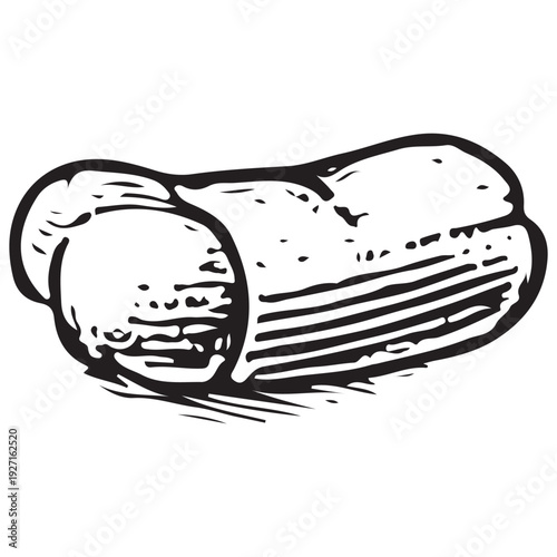 Vintage Tight Rolled Scroll Bundle Vector Icon Black Line Art Manuscript