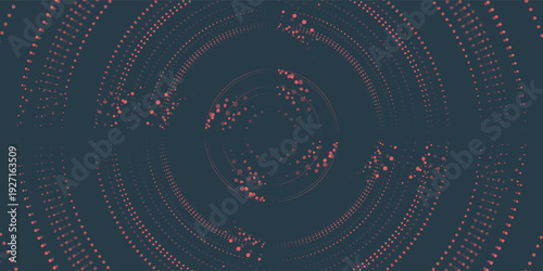 Radial dotted noise gradient texture. Concentric halftone grain background. Rough dot fading overlay wallpaper. Comic pop art backdrop for poster, banner, cover, print. Vector cartoon grit pattern