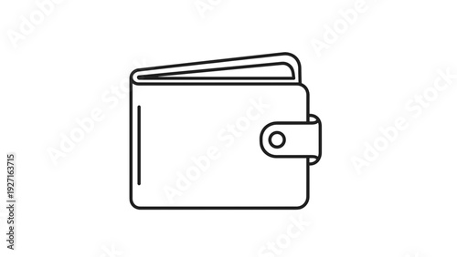 Simple Line Drawing of Leather Wallet.