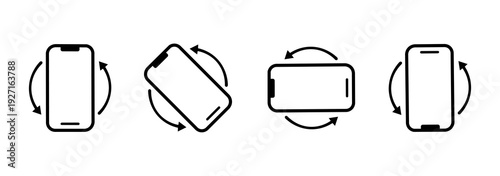 Cuadro en lienzo Line style phone rotation icon set