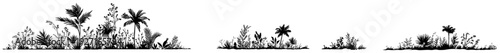 Set of small ground vegetation clumps and grassy landscape elements