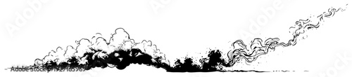 Billowing smoke or dust clouds forming a horizontal border or footer