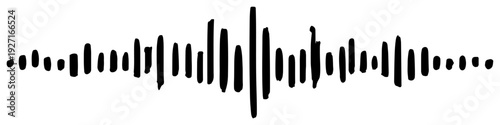 Minimalist sound wave illustration with black vertical bars representing audio frequency levels