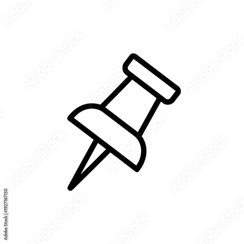 Minimalist vector icon of a push pin, clean line art representing marking, fixing, and pinning information.