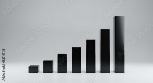 Black Bar Chart Growth Concept Abstract 3D Minimal Background