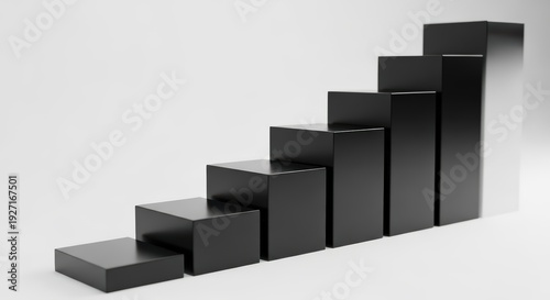 Minimal Black Geometric Stair Steps Abstract 3D Background Design