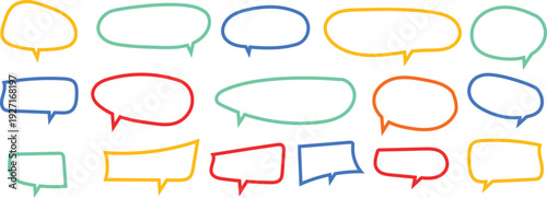 A collection of multi-colored speech bubble. Represent communication, dialog, and conversation. A perfect visual for creative projects.