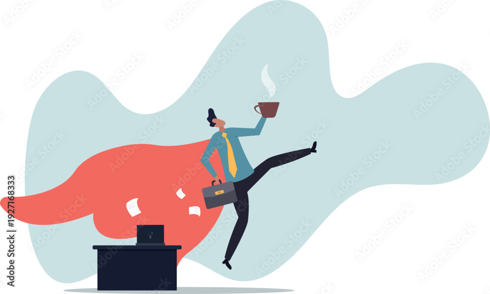 Fototapeta premium Effective work, productive office effort or efficiency, motivation to finish task or accomplishment, solution idea,human life and situation.