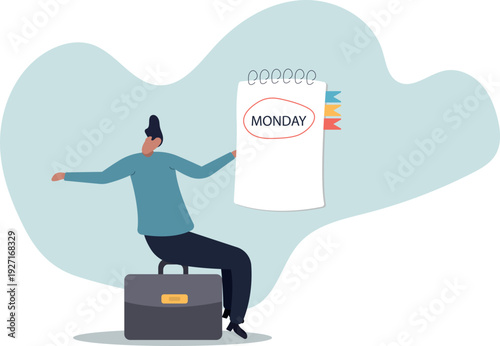 Monday blues, tired and fear of routine office work, depression or sadness worker,human life and situation.