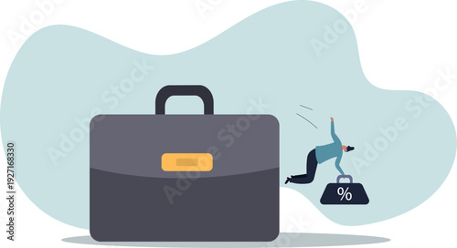 Debt burden risk from high interest rate, FED or federal reserved rate hike cause heavy loan or mortgage payment,human life and situation.