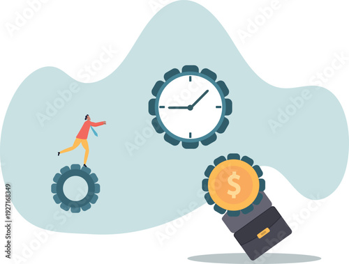 Effort and time to make money, success long term investment, deadline effect to make people finish work.human life and situation.
