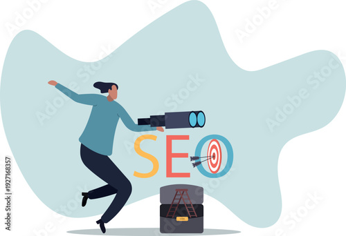 SEO, search engine optimization to drive traffic or visitor to website, improve search result ranking gain more visibility.human life and situation.