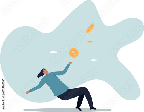Financial mistake losing money, investment risk or trading failure, debt and loan, cost and expense problem.human life and situation.
