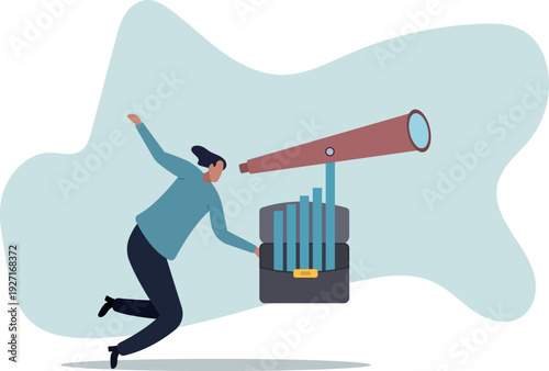 Business forecast, visionary to discover opportunity, searching for future advantage trend,human life and situation.