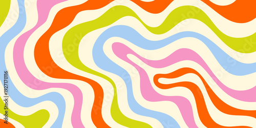 Cool Groovy Wavy Pattern Vector Design. Abstract Psychedelic Curvy Texture. Cute Y2k Geometric Wave Background.