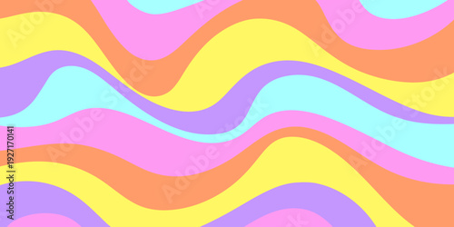 Cool Groovy Wavy Pattern Vector Design. Abstract Psychedelic Curvy Texture. Cute Y2k Geometric Wave Background.