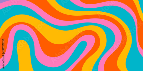Cool Groovy Wavy Pattern Vector Design. Abstract Psychedelic Curvy Texture. Cute Y2k Geometric Wave Background.