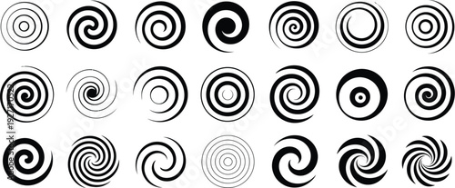 set of abstract spiral and swirl vector graphic design elements
