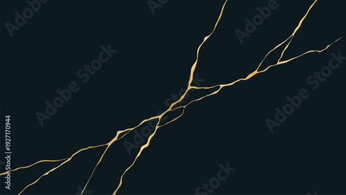 Fényképezés Gold vein crack on dark background