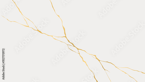 Gold kintsugi crack line background vector. Abstract mable texture design element for card, banner, poster, invitation, social media post.