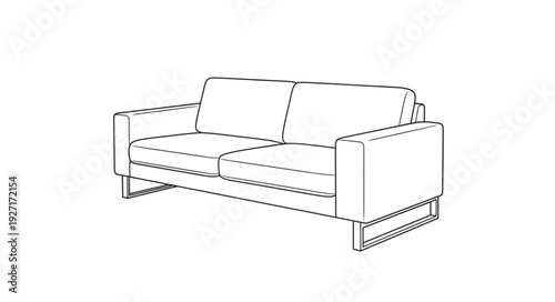 Modern two-seater sofa with armrests, perfect for living room decor and comfort.